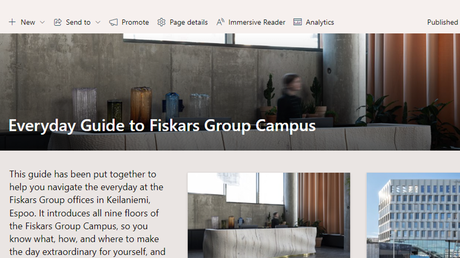 Intranet-opas Fiskars Groupin uuteen pääkonttoriin muuttajille